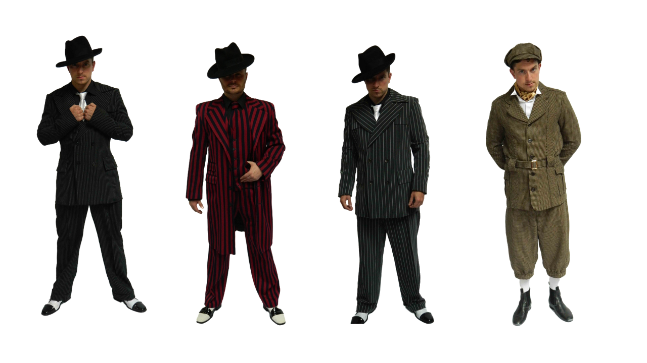 Deluxe tailored zoot suit 1920s fancy dress hire costume